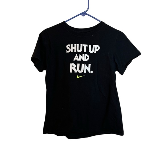 Nike Tops - NWOT Nike Running Breathable ‘Shut Up and Run’ Graphic Top, Size Medium